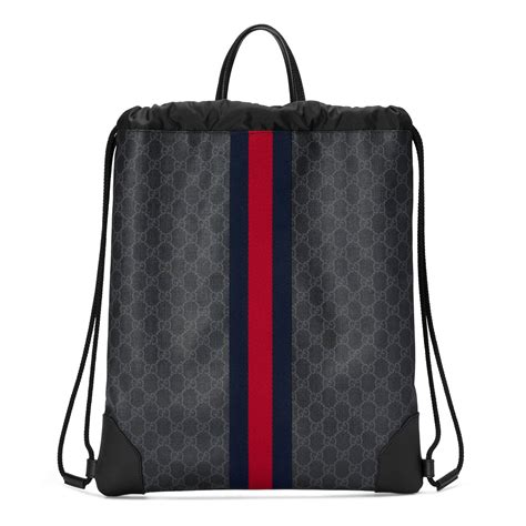 mens gucci backpack black|Gucci drawstring backpack for men.